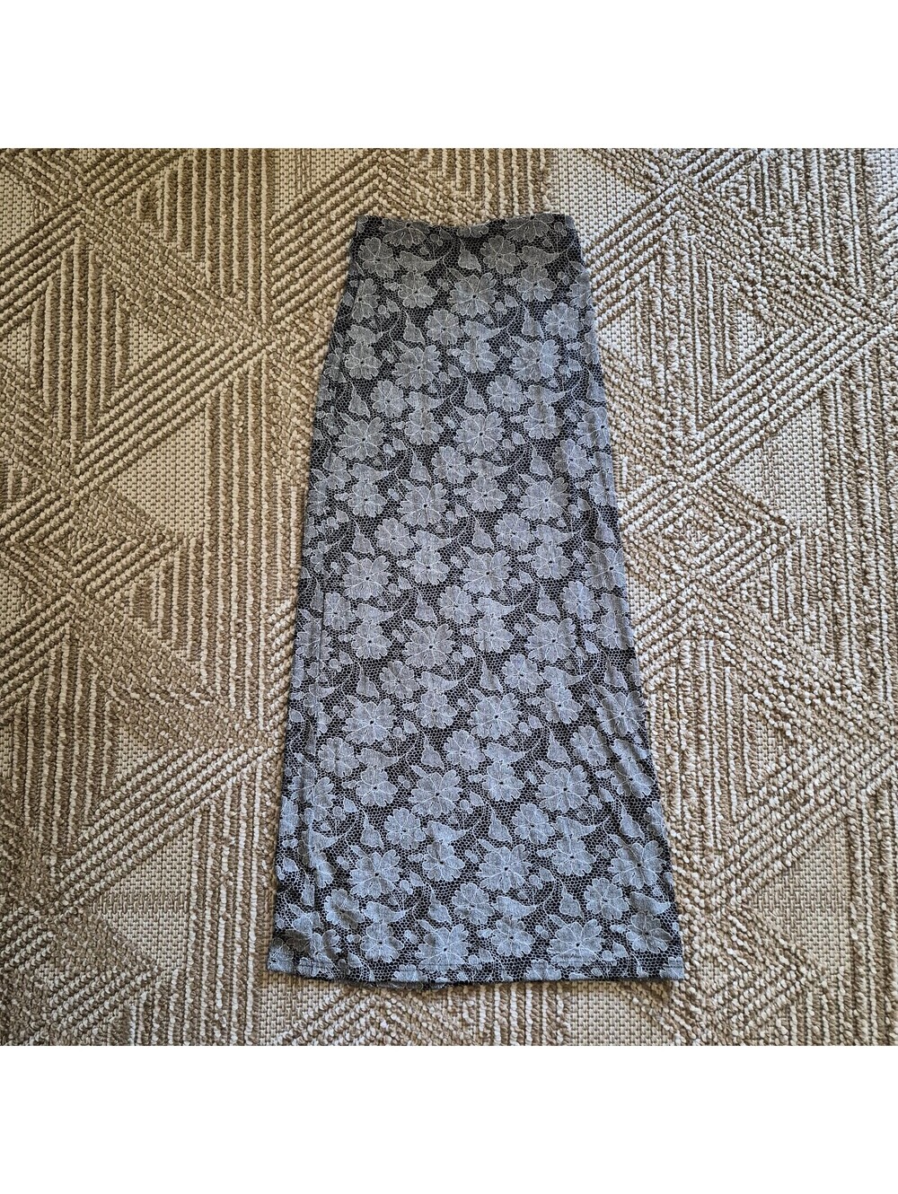 Vintage 90s XEN Floral Lace Floral Maxi Skirt Whimsigoth Grunge Stretch S